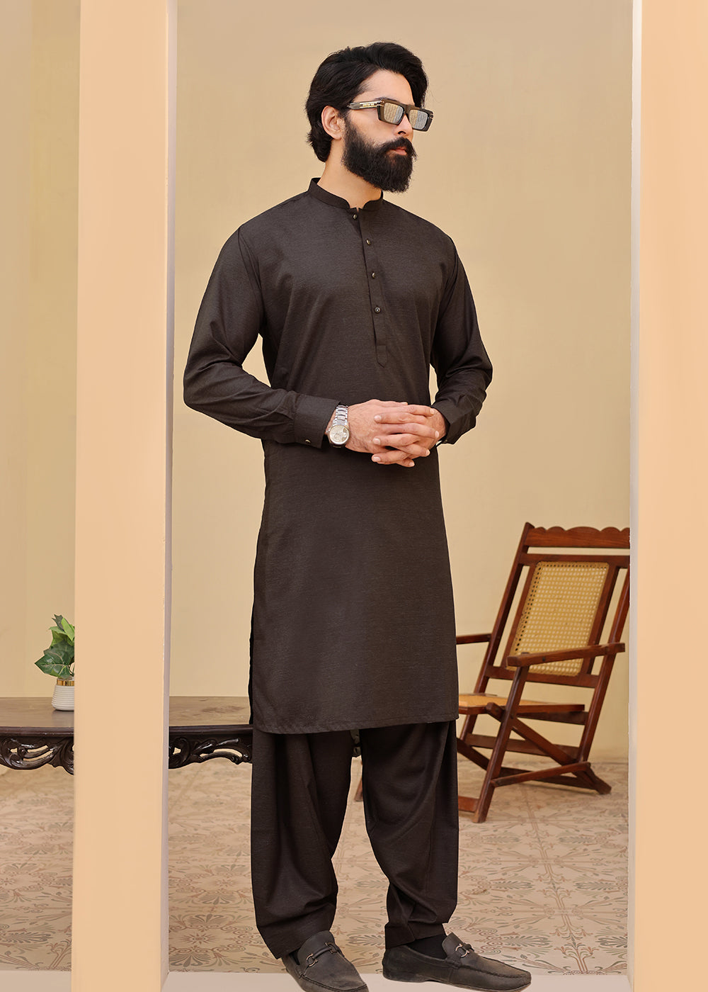 DARK BROWN KURTA SHALWAR