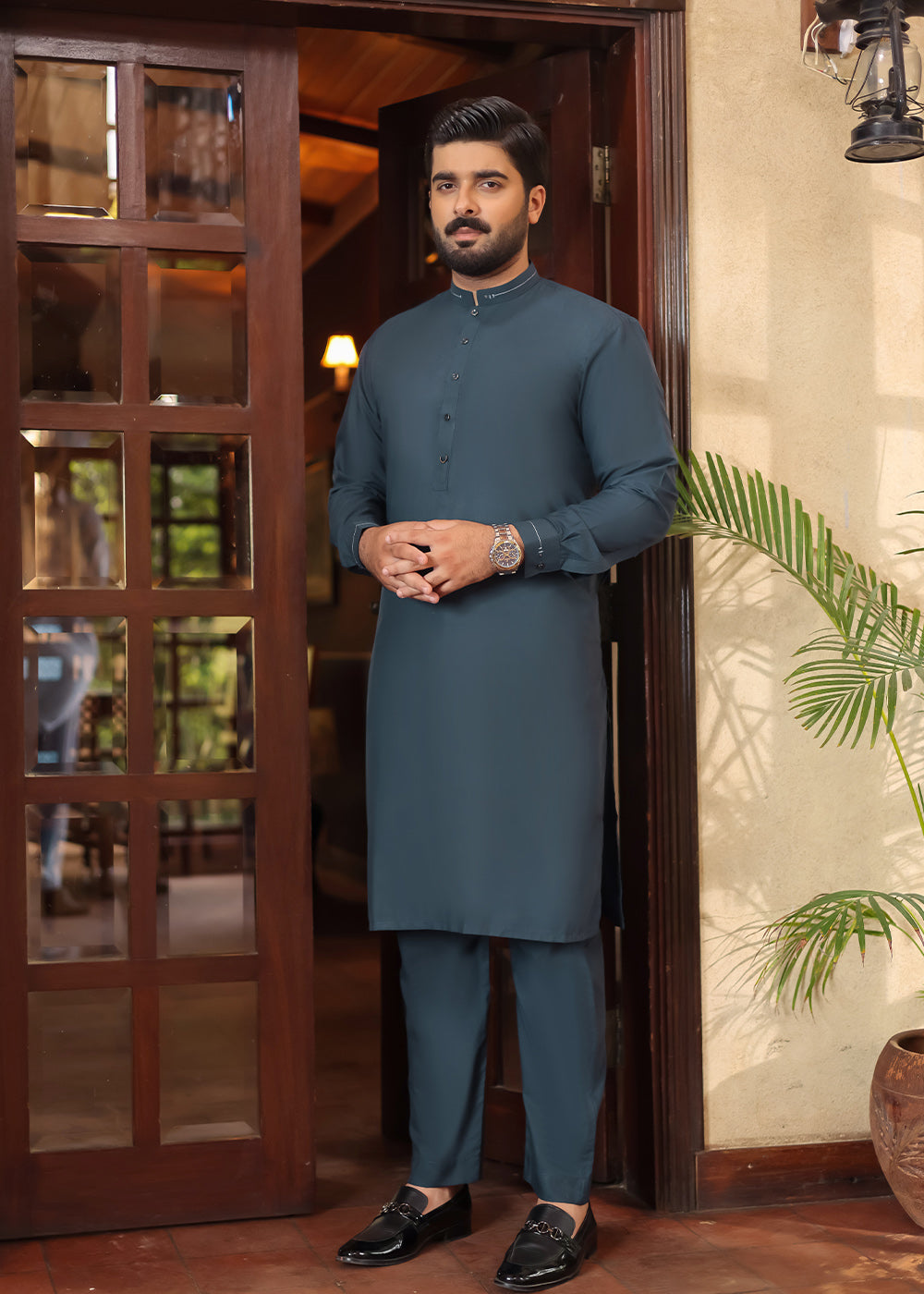PEACOCK-BLUE-FESTIVE-KURTA-PAJAMA