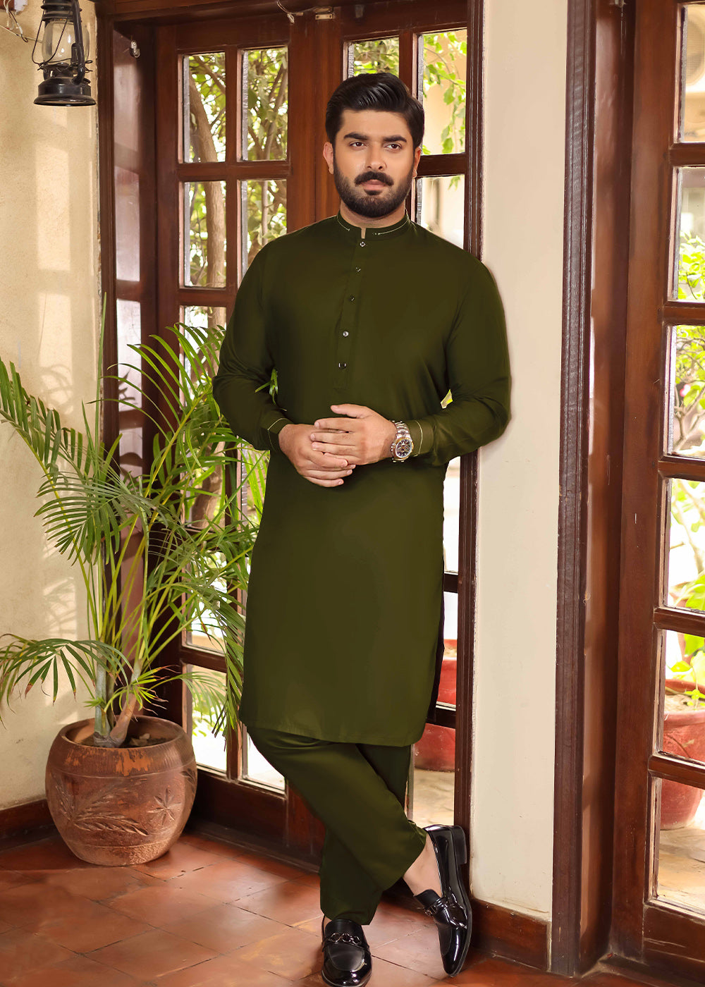 MEHNDI-GREEN-FESTIVE-KURTA-PAJAMA
