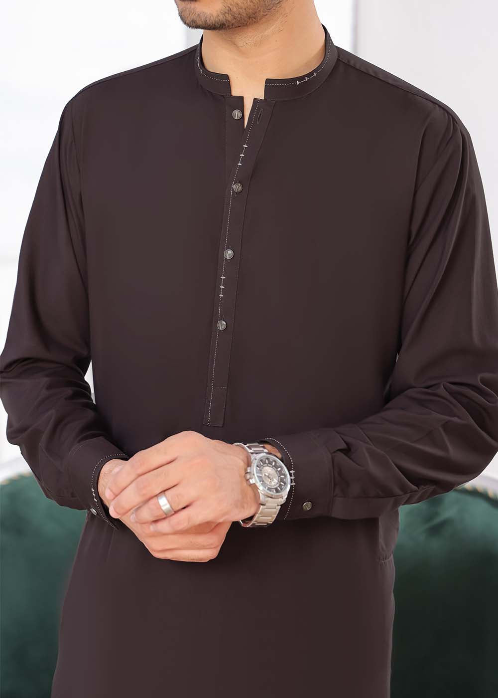 MAROON BLENDED DESIGNER KURTA PAJAMA