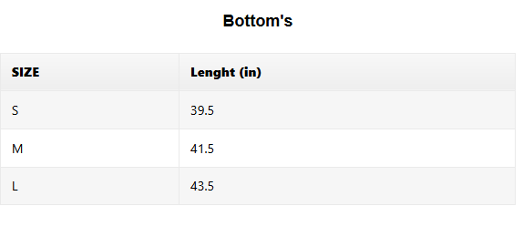Size chart