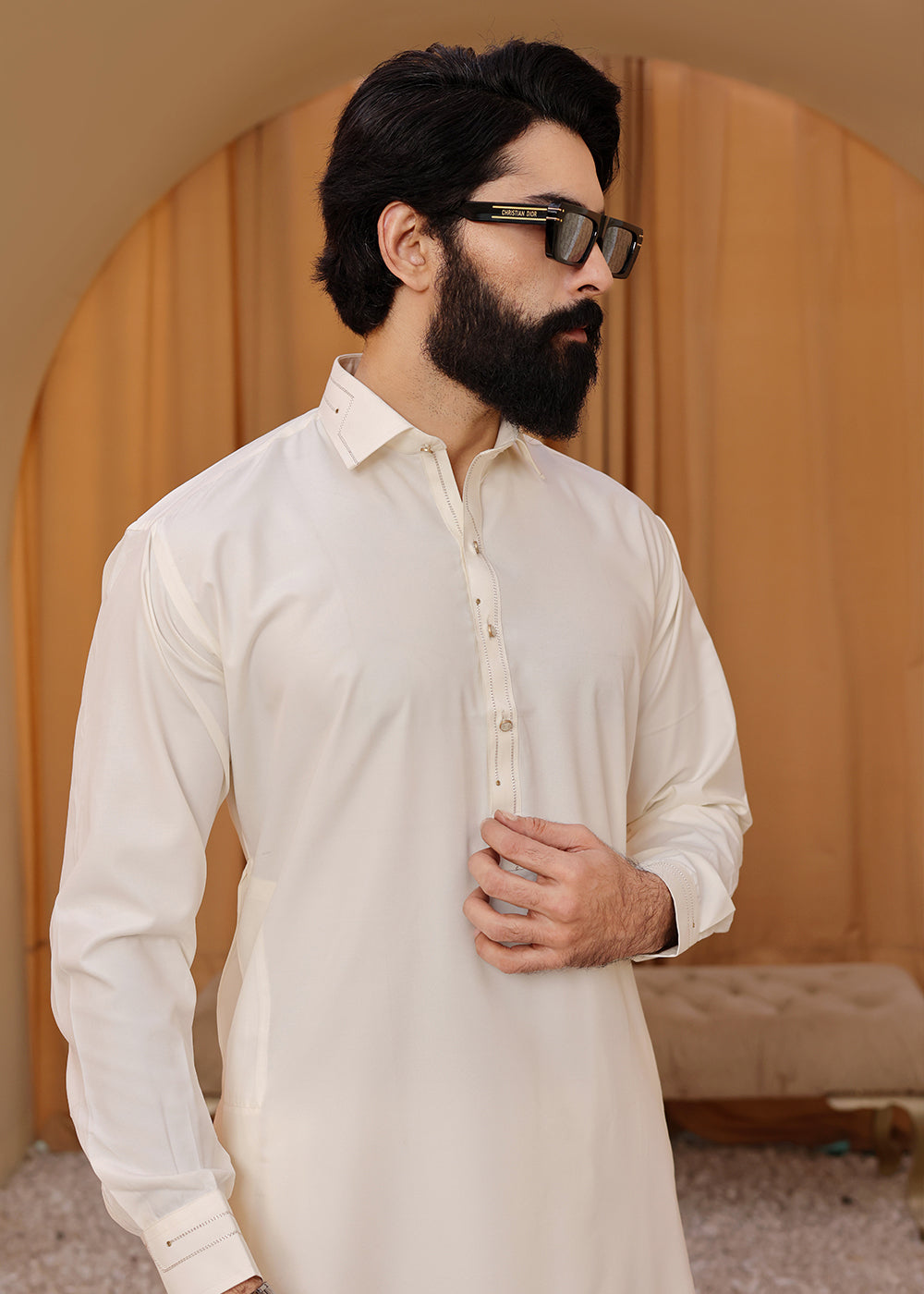 CREAM KAMEEZ SHALWAR