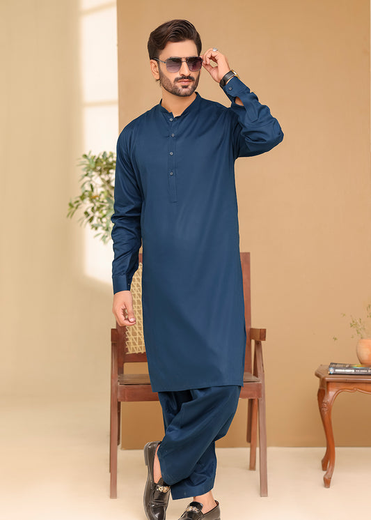 Cotton Kurta Shalwar Navy Blue Color