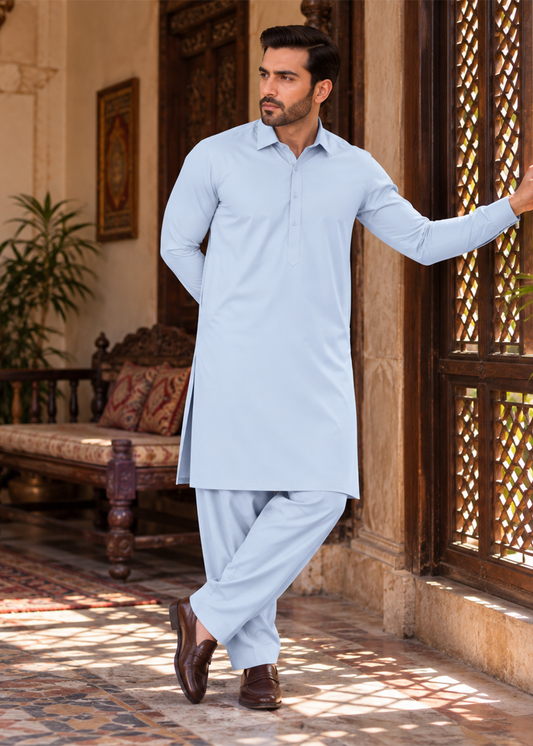 Premium Unstitched Wash & Wear Fabric (Gray)