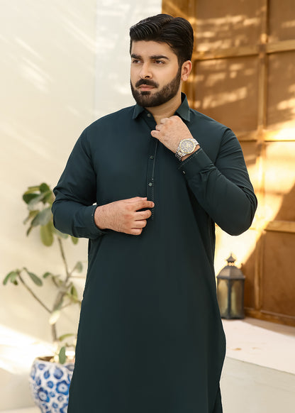 Wash & Wear Teal Green Kameez Shalwar