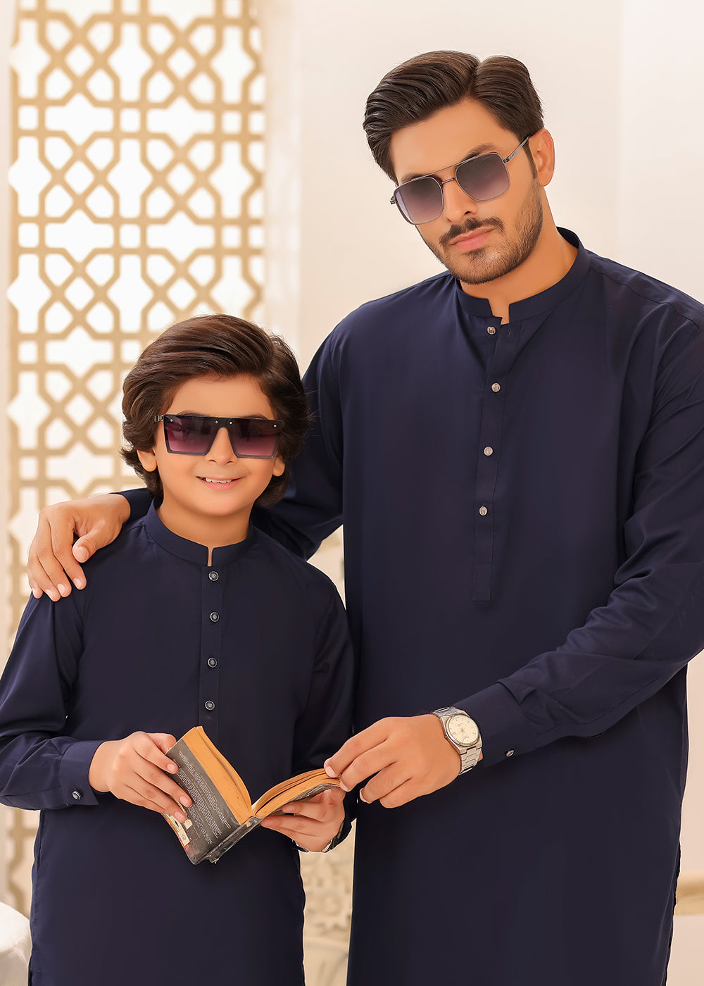 FATHER & SON NAVY BLUE KURTA PAJAMA