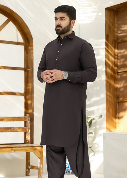 Wash & Wear Brown Kameez Shalwar