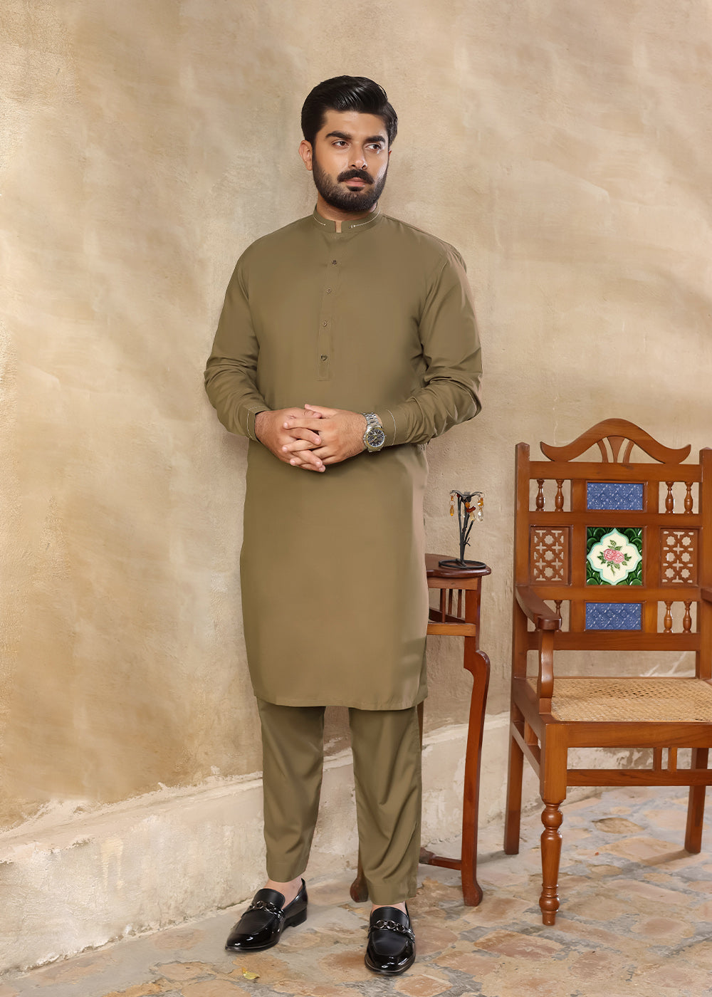 MUSTARD-GREEN-FESTIVE-KURTA-PAJAMA