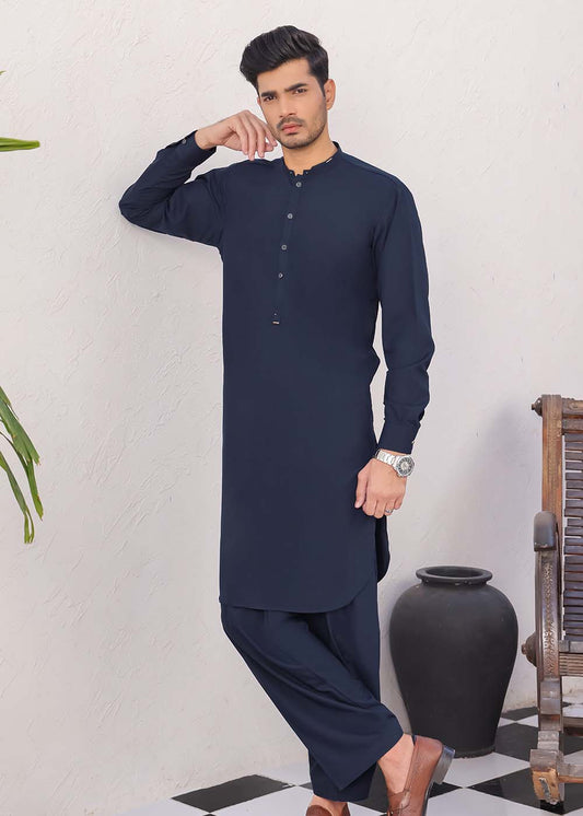 NAVY BLUE BLENDED DESIGNER KURTA SHALWAR