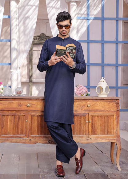 BLUE-SELF-KURTA-SHALWAR