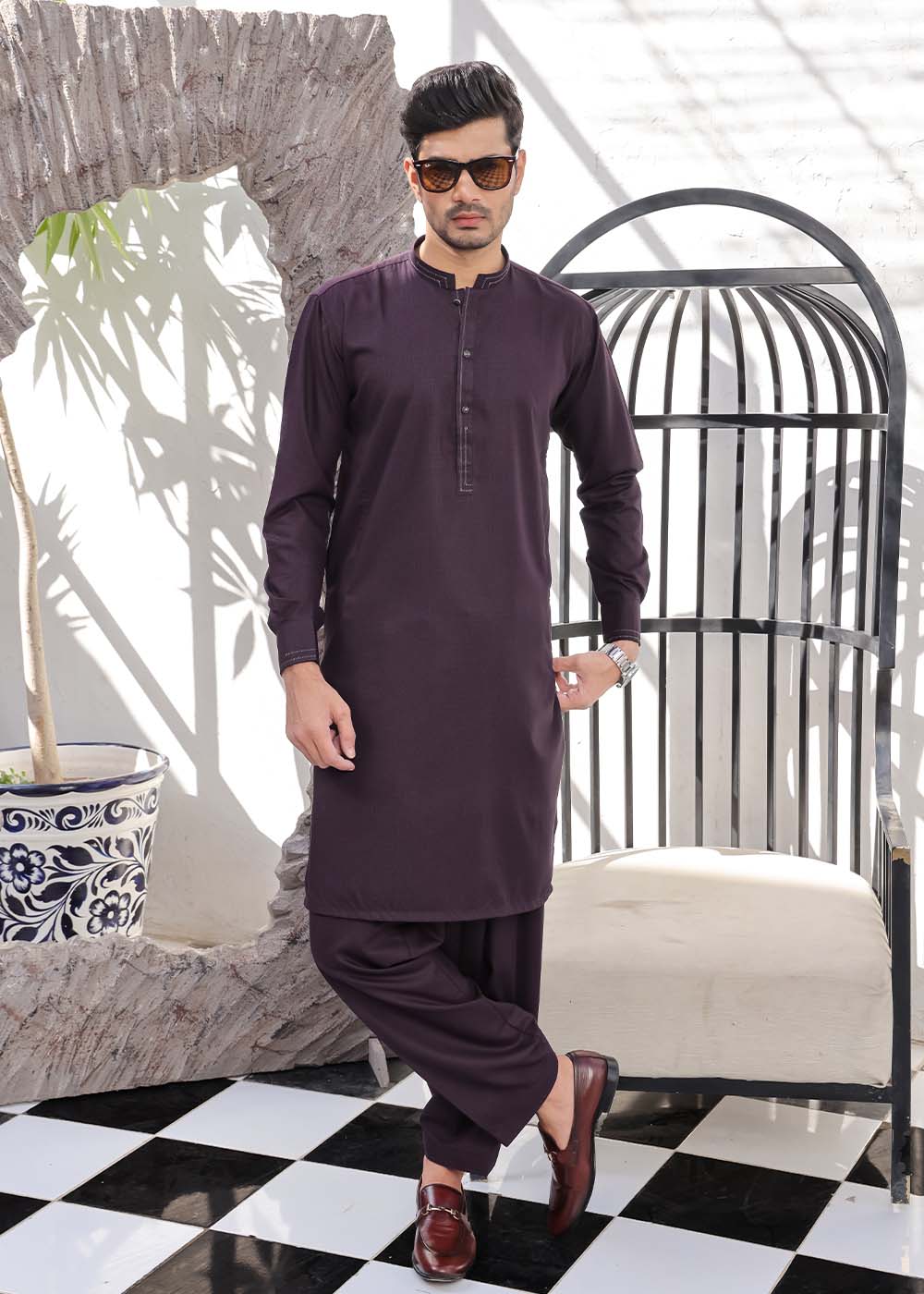PURPLE-SELF-KURTA-SHALWAR
