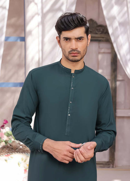 MIDNIGHT GREEN BLENDED DESIGNER KURTA PAJAMA