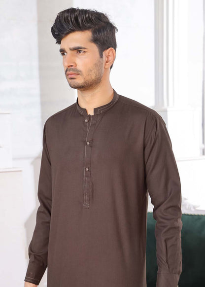 BROWN-SELF-KURTA-SHALWAR