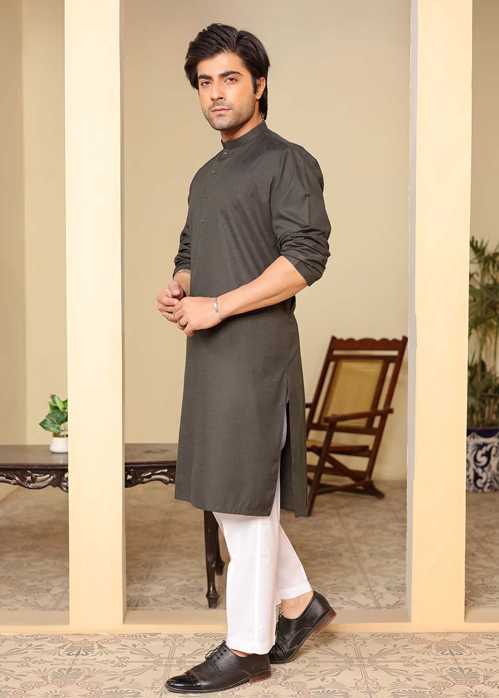 STONE GRAY TWO TONE KURTA