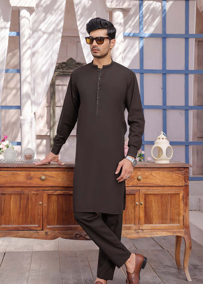 DARK BROWN BLENDED DESIGNER KURTA PAJAMA