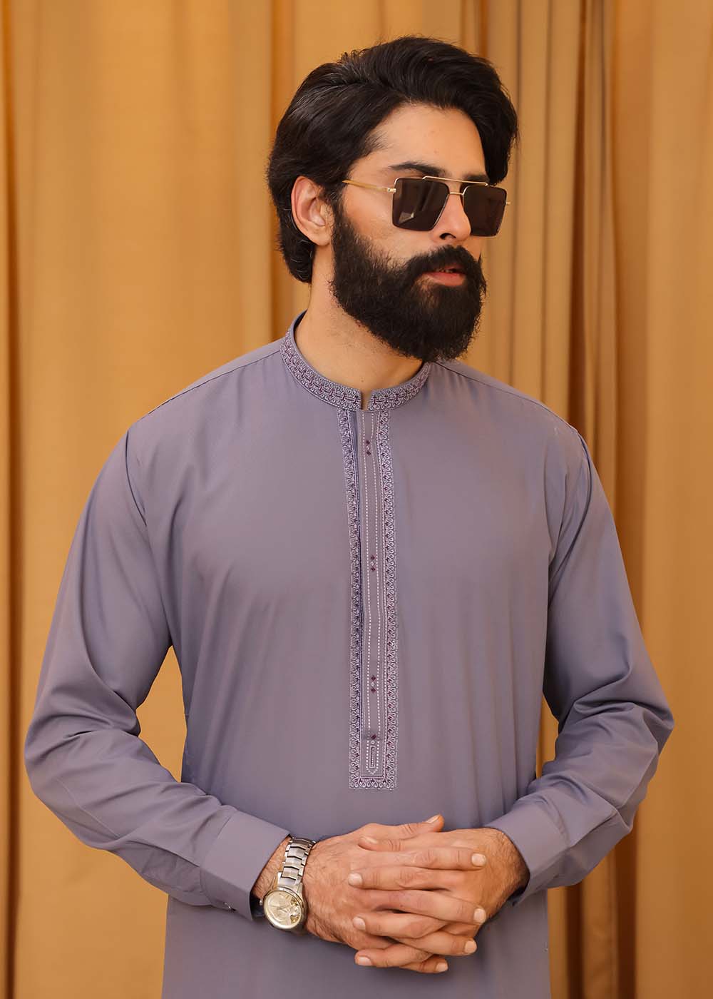PERIWINKLE EMBOIDERED KURTA SHALWAR