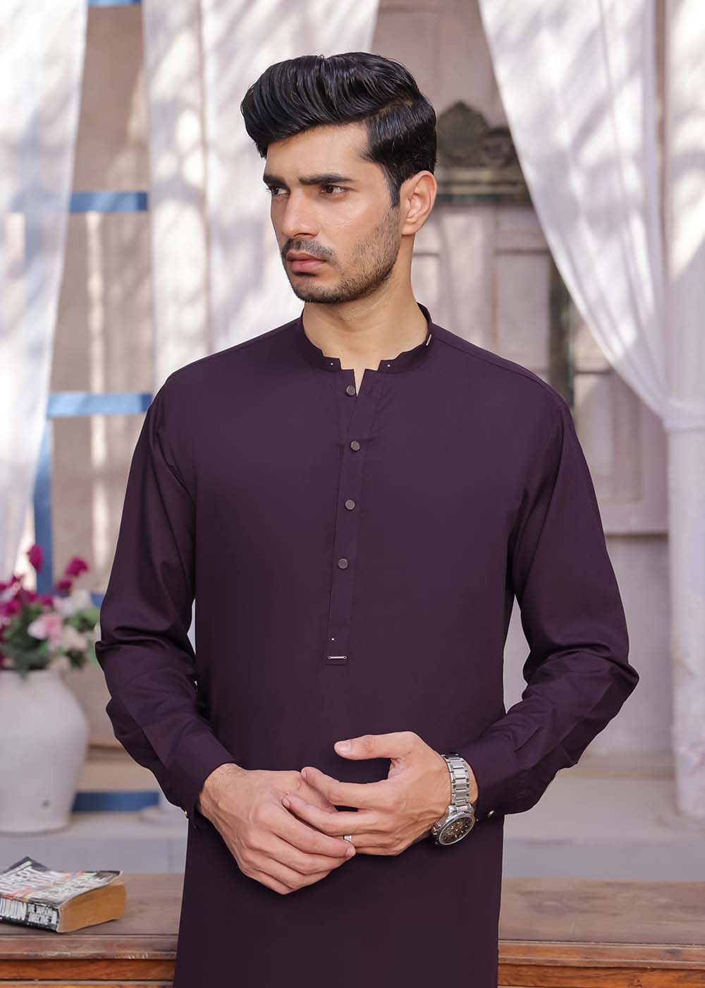 BURGONDY blended designer kurta shalwar