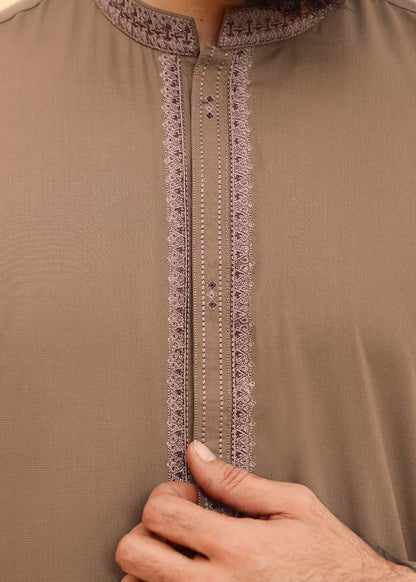BROWN EMBROIDERED KURTA SHALWAR
