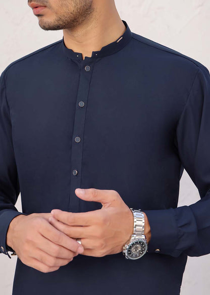 NAVY BLUE BLENDED DESIGNER KURTA SHALWAR