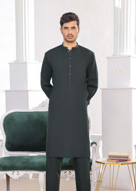 DARK GREEN BLENDED DESIGNER KURTA PAJAMA