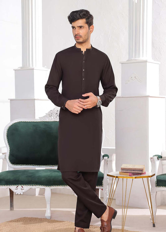 MAROON BLENDED DESIGNER KURTA PAJAMA