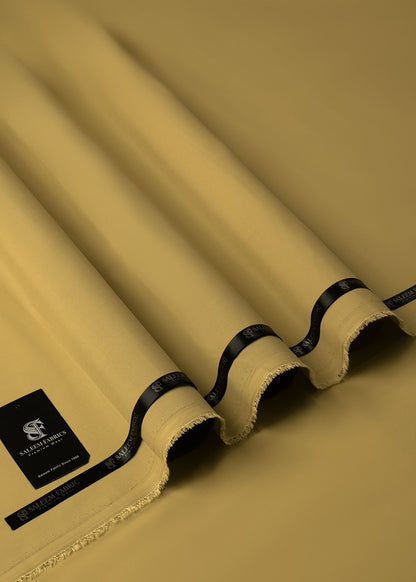 Premium Unstitched Wash & Wear Fabric (Dark-Mustard Color)