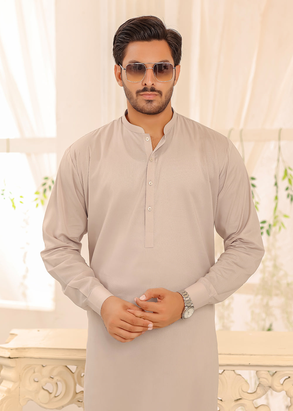 Cotton Kurta Shalwar Beige Color