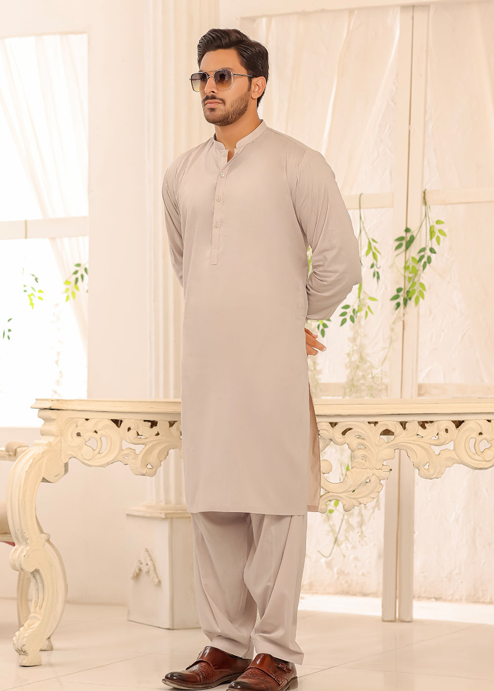Cotton Kurta Shalwar Beige Color