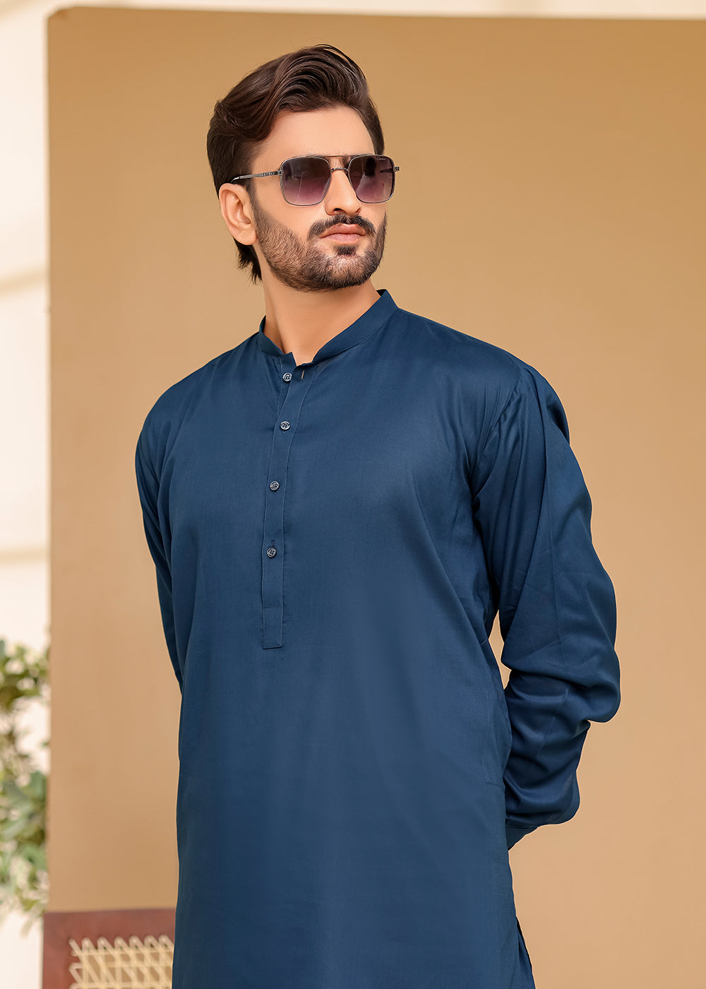 Cotton Kurta Shalwar Navy Blue Color