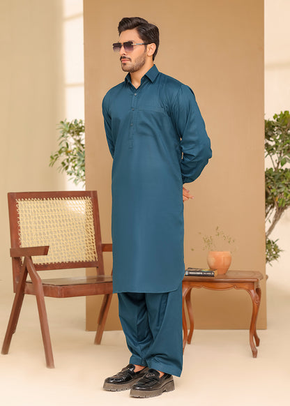 Cotton Kameez Shalwar Teal Blue Color