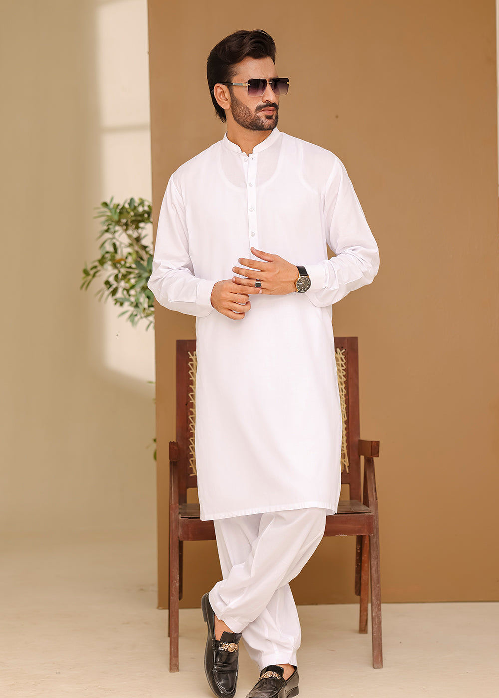 Cotton Kurta Shalwar White Color