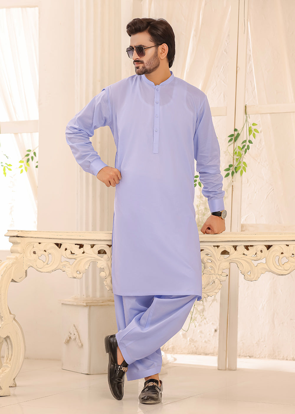 Cotton Kurta Shalwar Blue Color