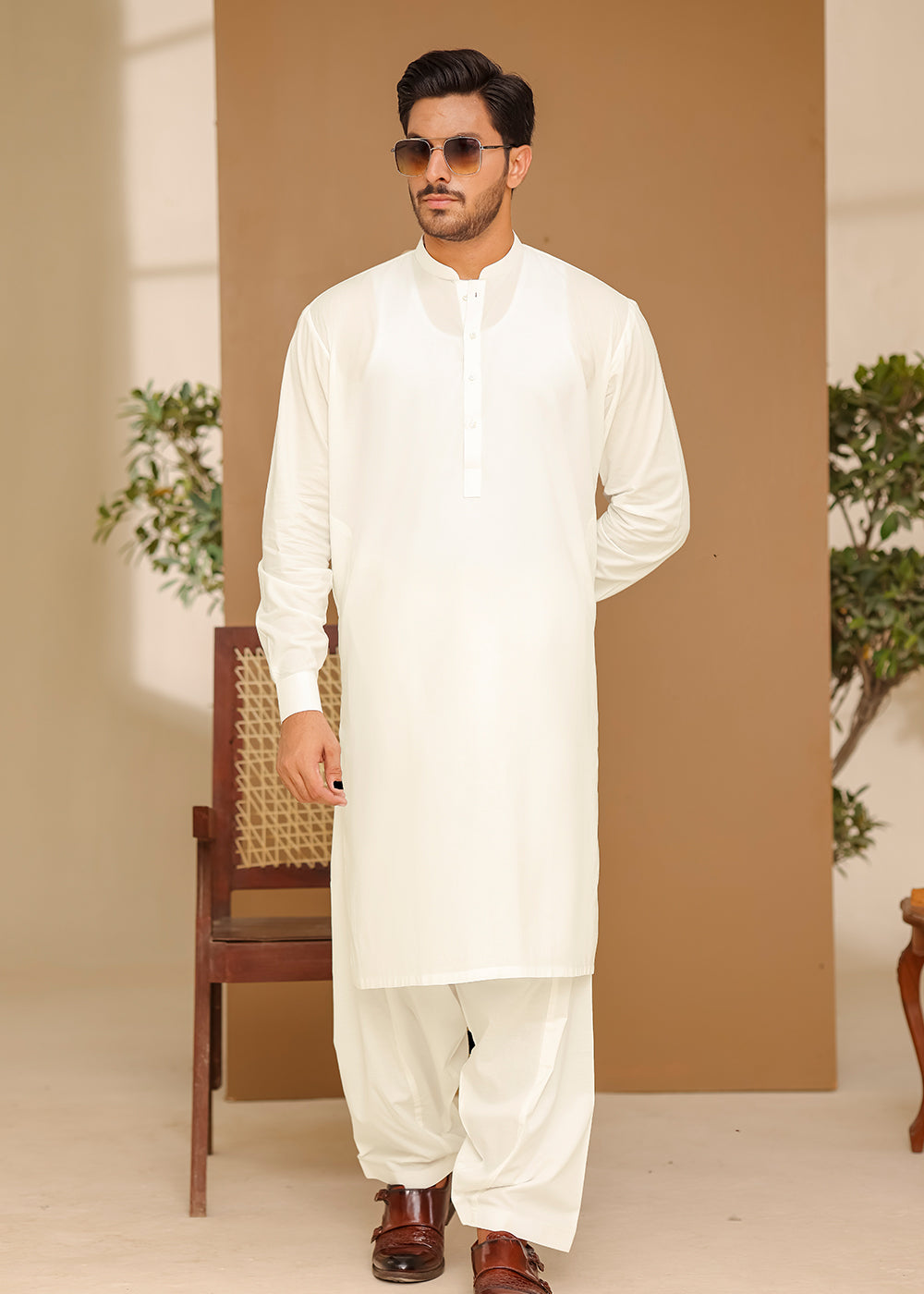 Cotton Kurta Shalwar Off-White Color
