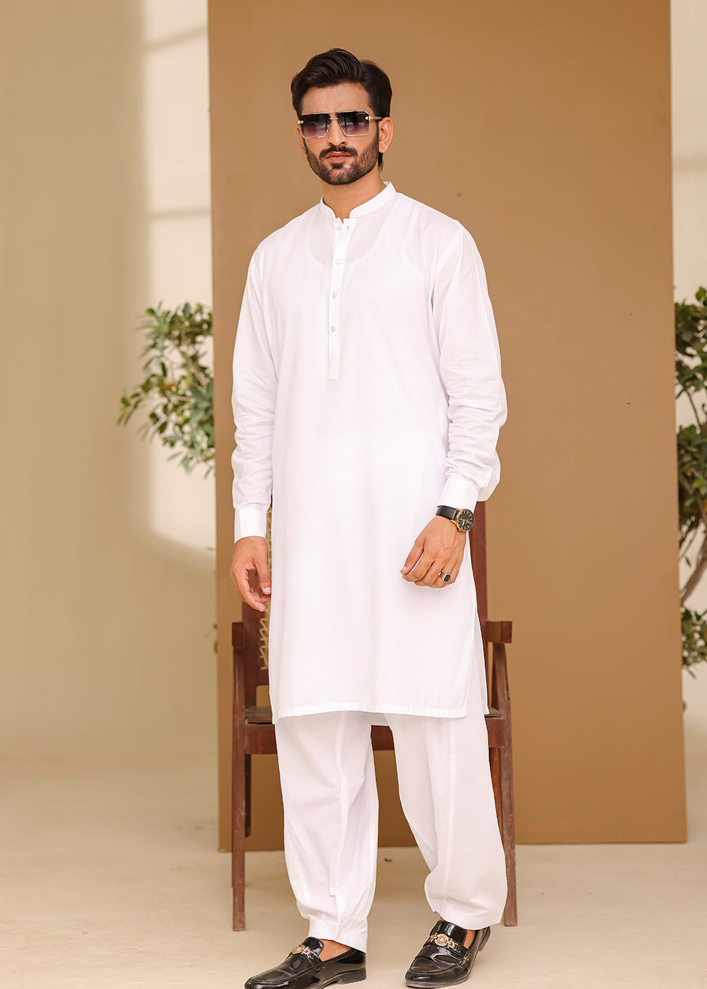 Cotton Kurta Shalwar White Color