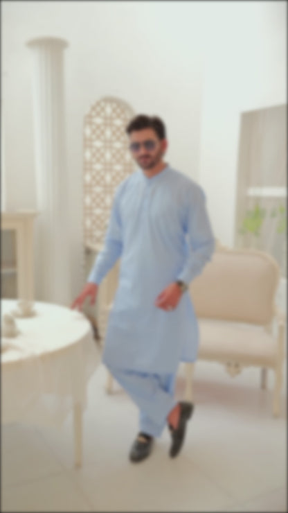 Cotton Kurta Shalwar Blue Color