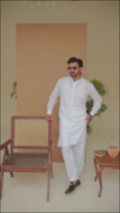 Cotton Kurta Shalwar White Color