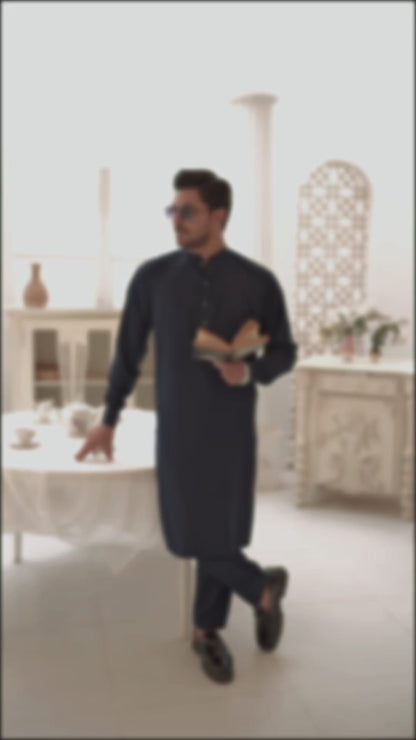 FATHER & SON NAVY BLUE KURTA PAJAMA