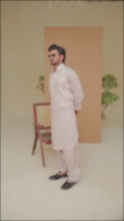 Cotton Kameez Shalwar Beige Color