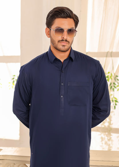 Cotton Kameez Shalwar Navy Blue Color