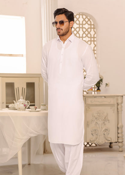 Cotton Kameez Shalwar White Color